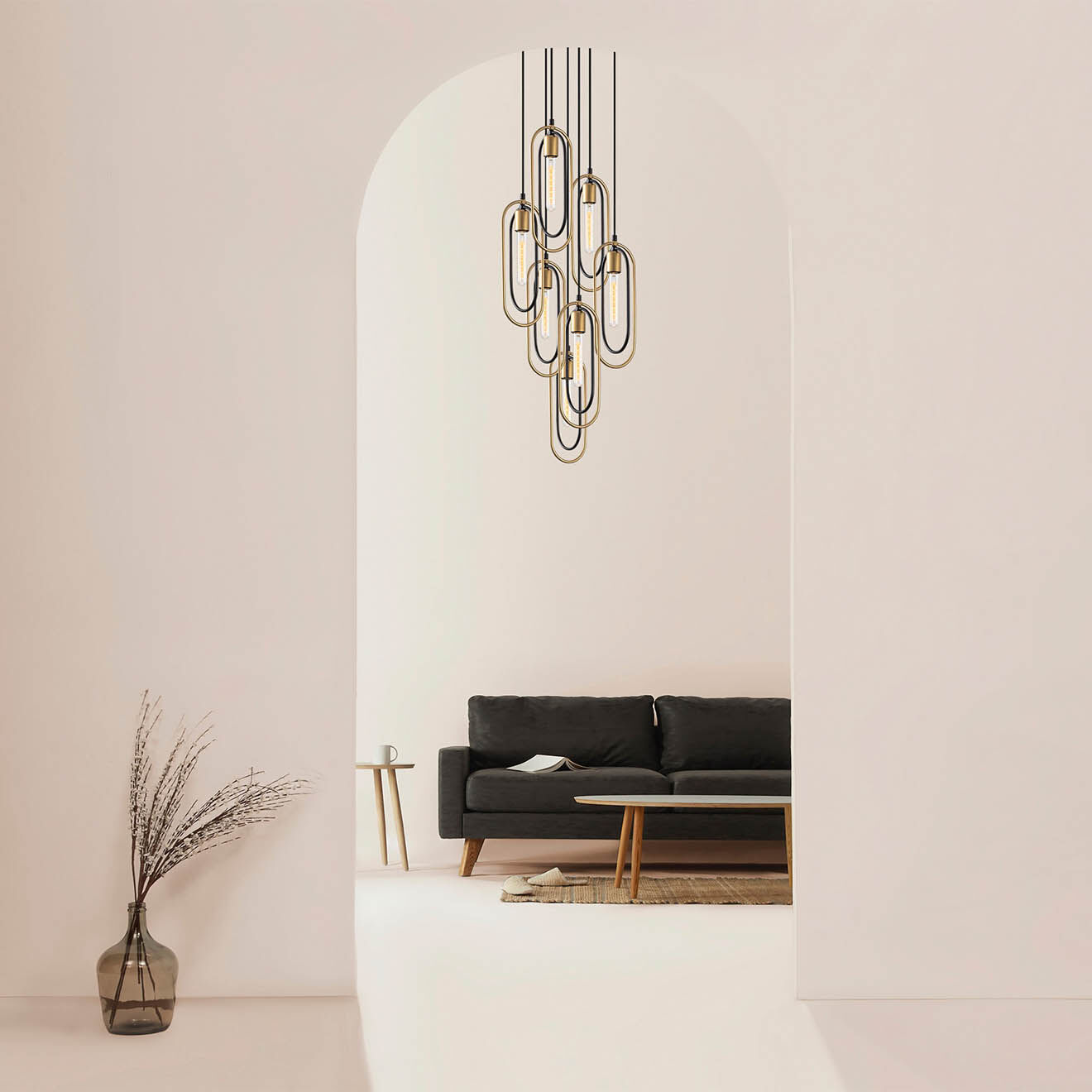 Opviq Suspension Cerco  noir/doré - D.48x132 cm