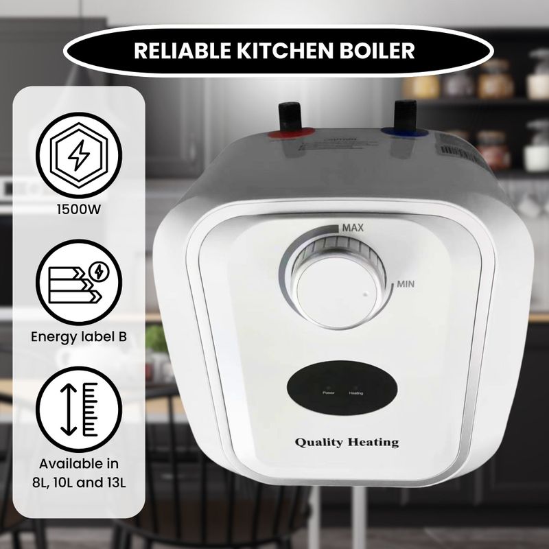 Quality Heating - Digitale Thermostaat - Keukenboiler - Compact - 8 Liter