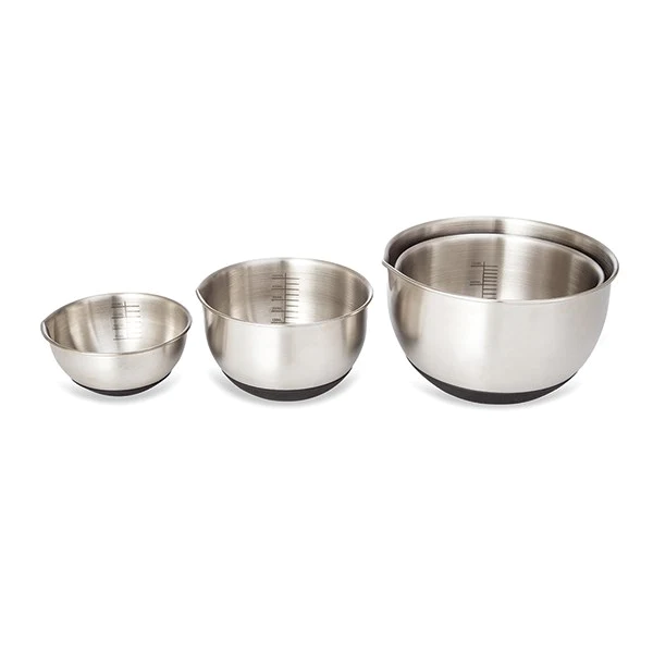 Set 4 petits bols en inox avec base silicone 10,5 à 17 cm Mathon