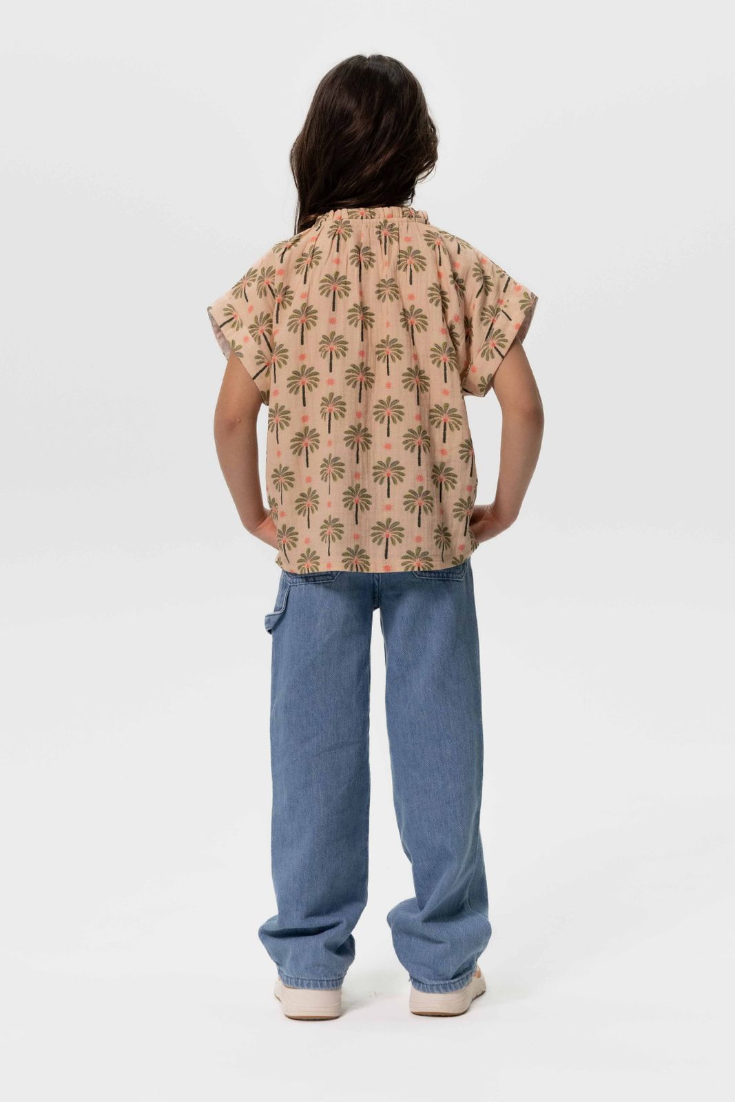 Licht oranje blouse met palmboomprint