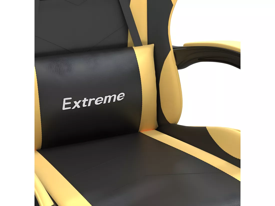 Chaise de jeu pivotante Noir et doré Similicuir