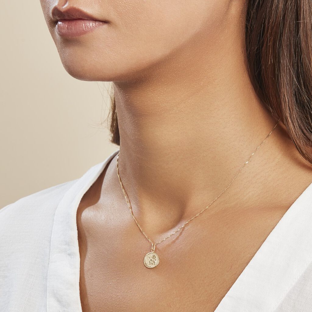 Pendentif Ange Rond Sable Or Jaune