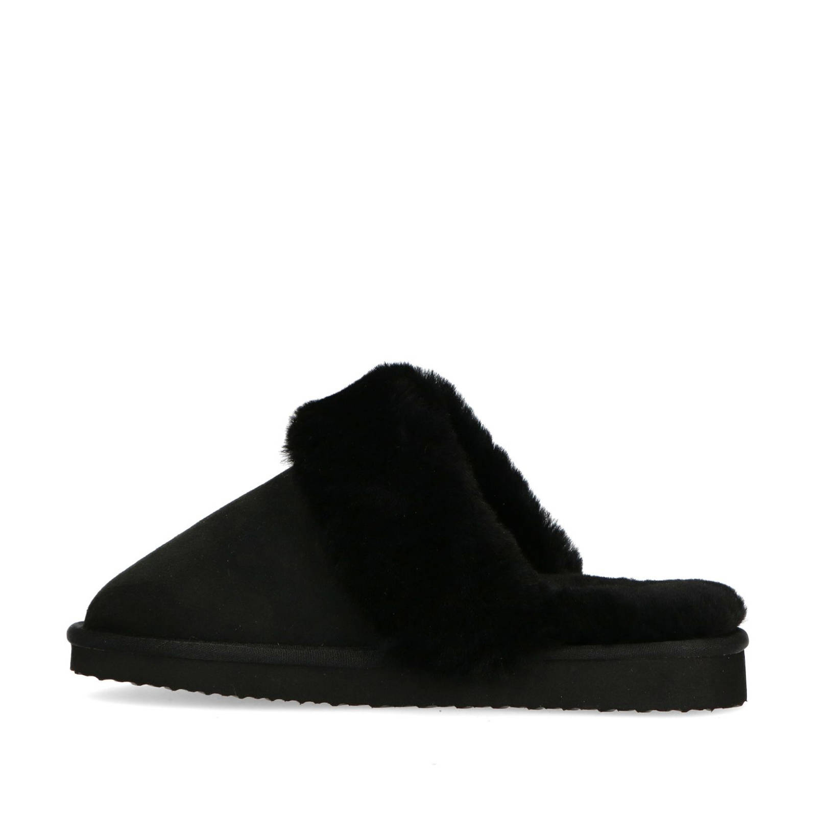 Manfield suède pantoffels zwart