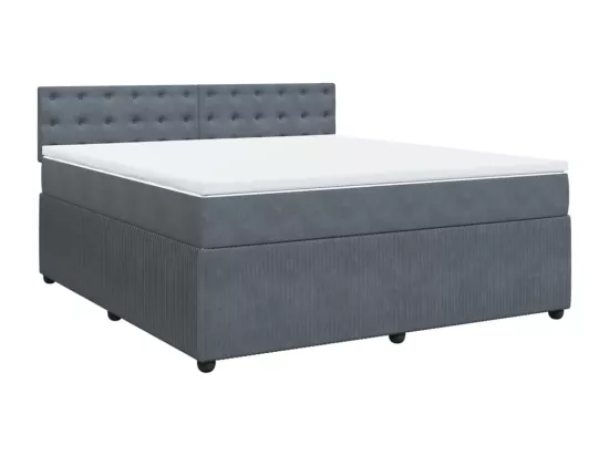 Sommier à lattes de lit et matelas Gris foncé 180x200cm Velours