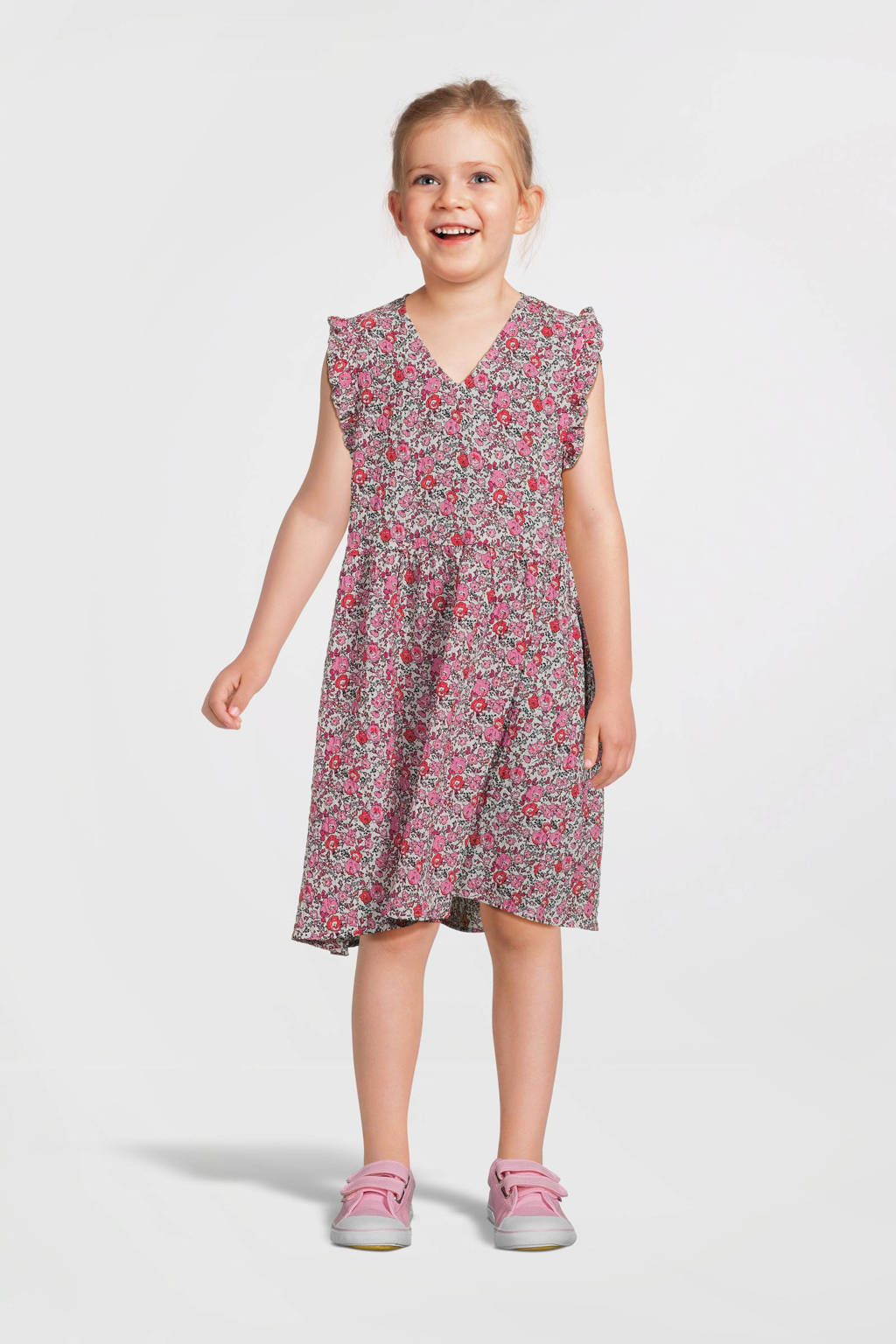 VERO MODA GIRL gebloemde jurk VMTARA roze/oranje/wit
