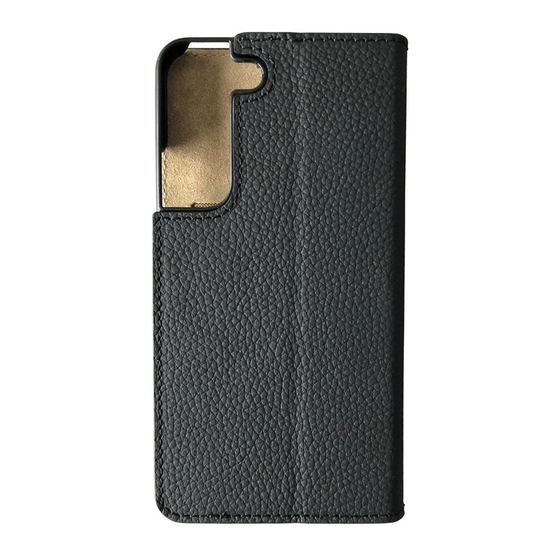 Samsung Galaxy S22 5G Echtleder Book Case Tasche Flip Cover Hand Made (MARCS22-M01) - Schwarz