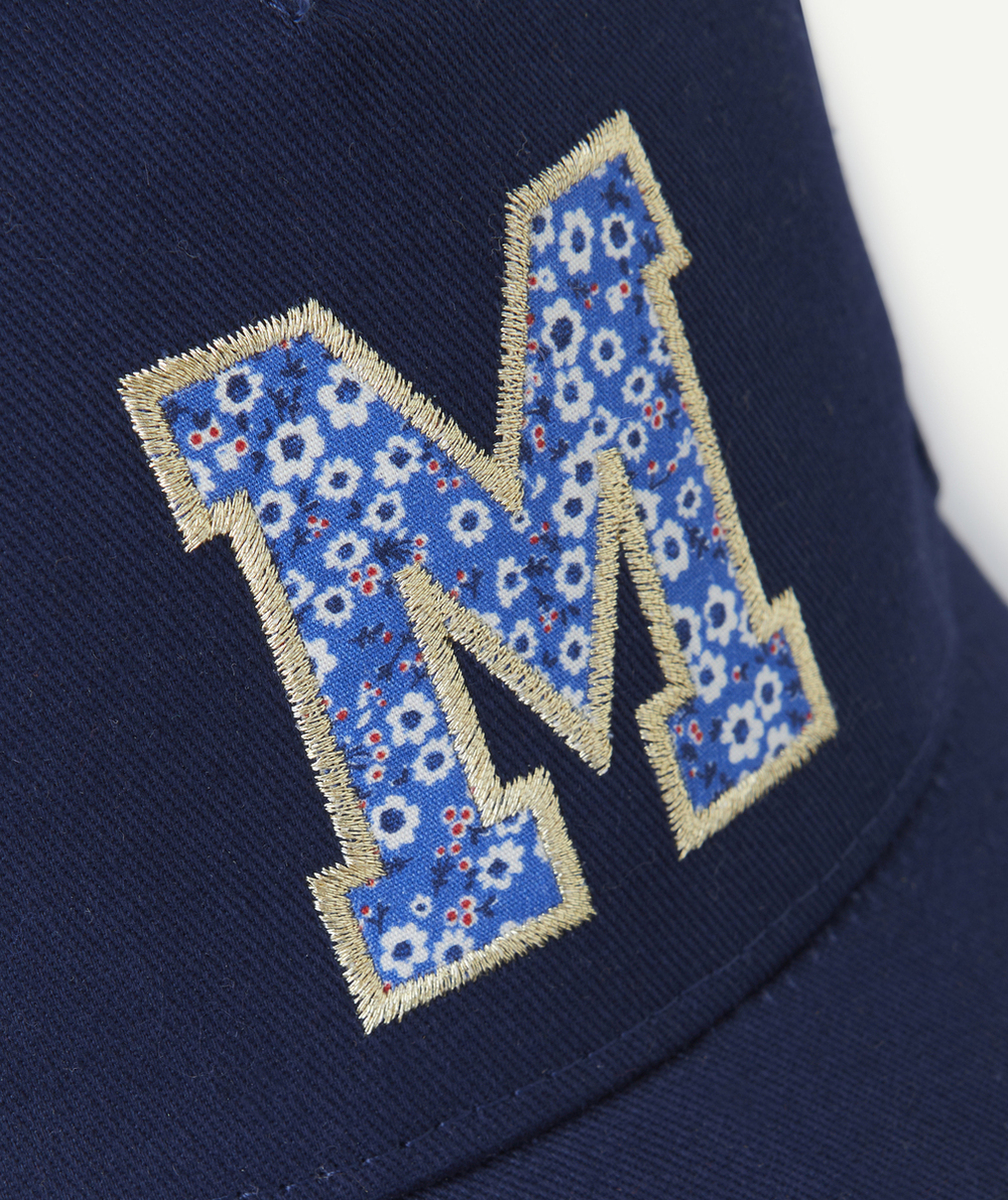 CASQUETTE FILLE BLEUE MARINE AVEC PATCH BRODÉ LETTRE
