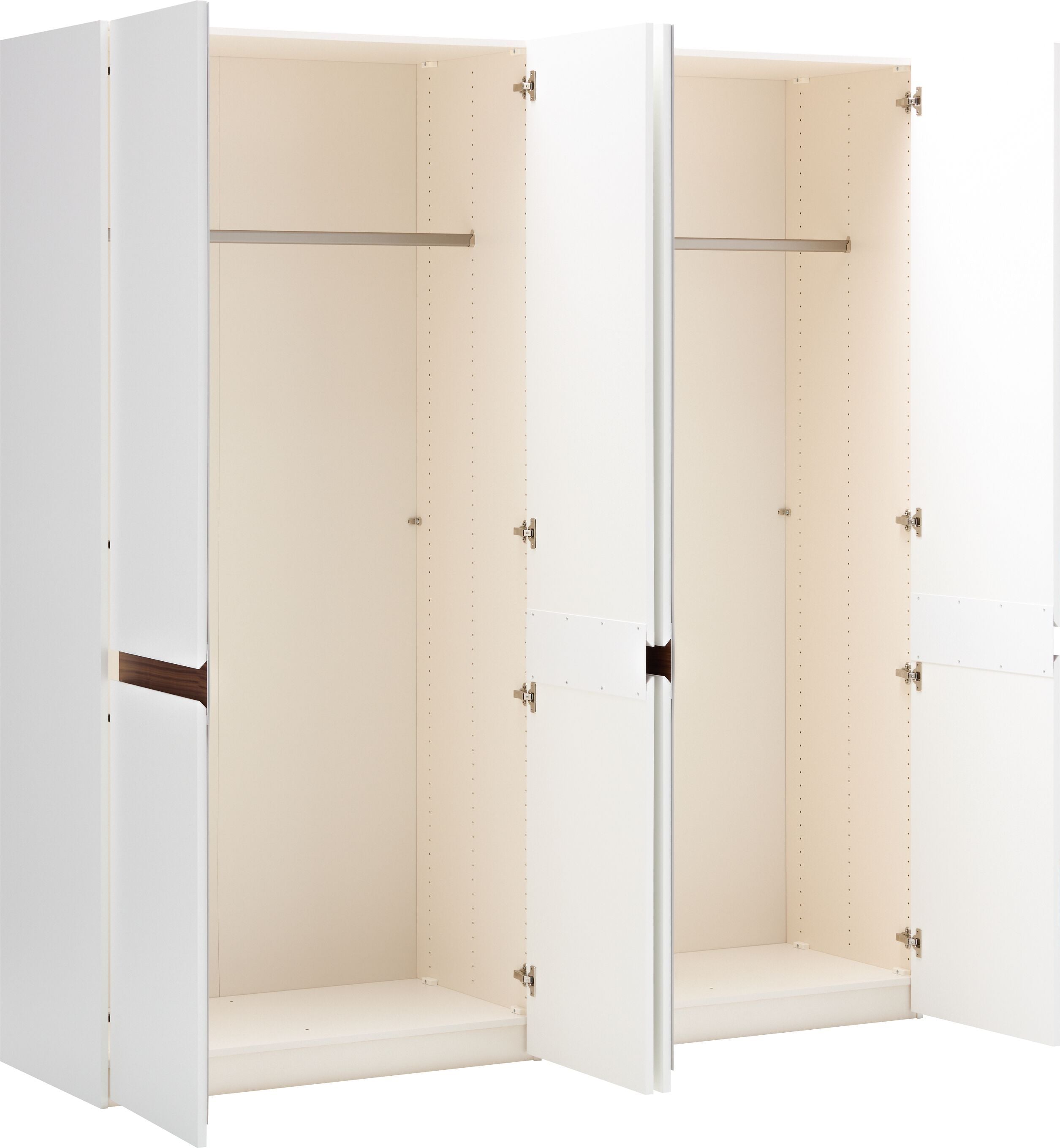 MODUL Drehtürenschrank - Weiss / Nussbaum / B: 203.0 cm x T: 59.0 cm x H: 220.0 cm