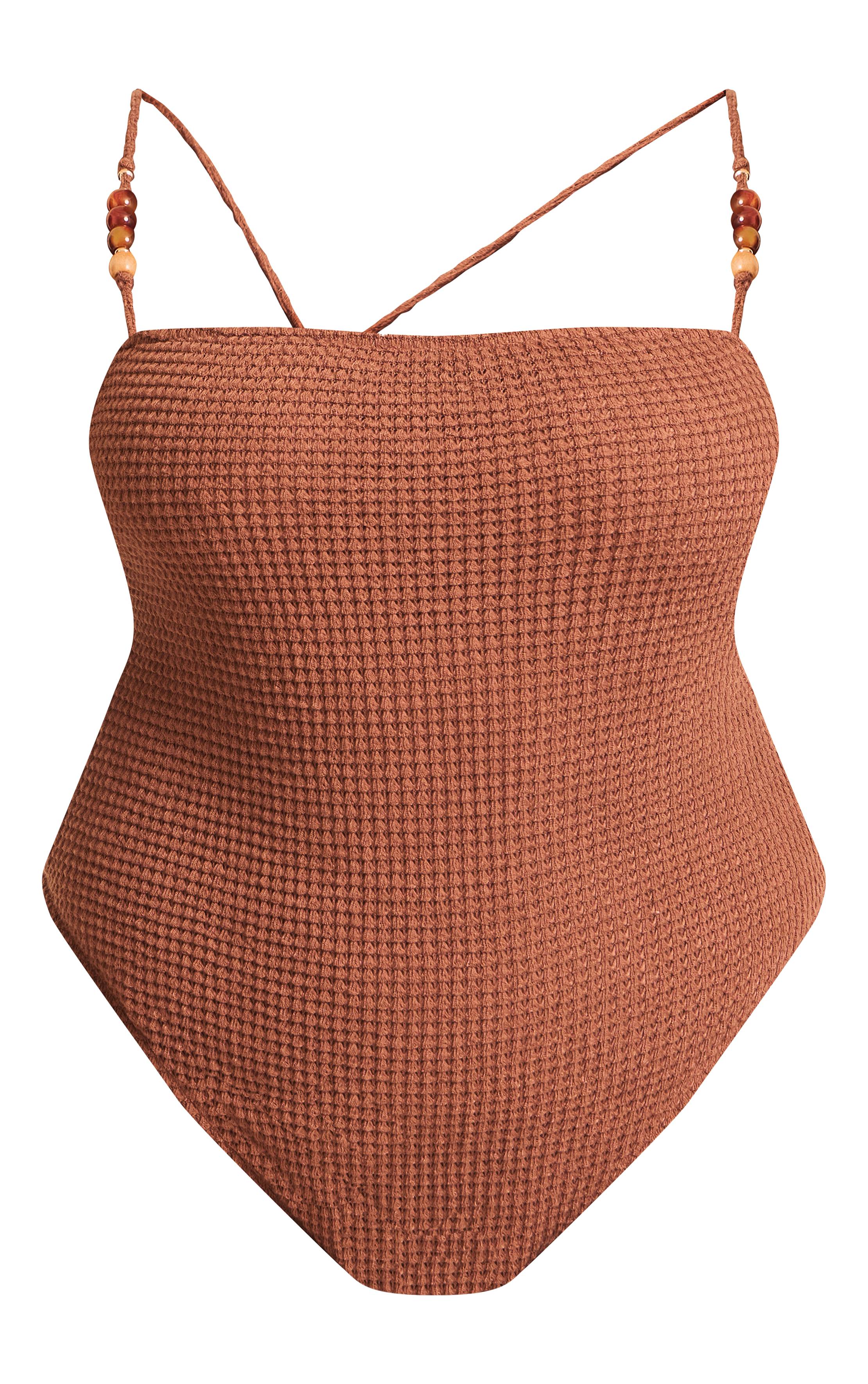 Moka Maillot De Bain Asymétrique À Bretelle Unique Avec Perles Et Finition Crochet Grande Taille