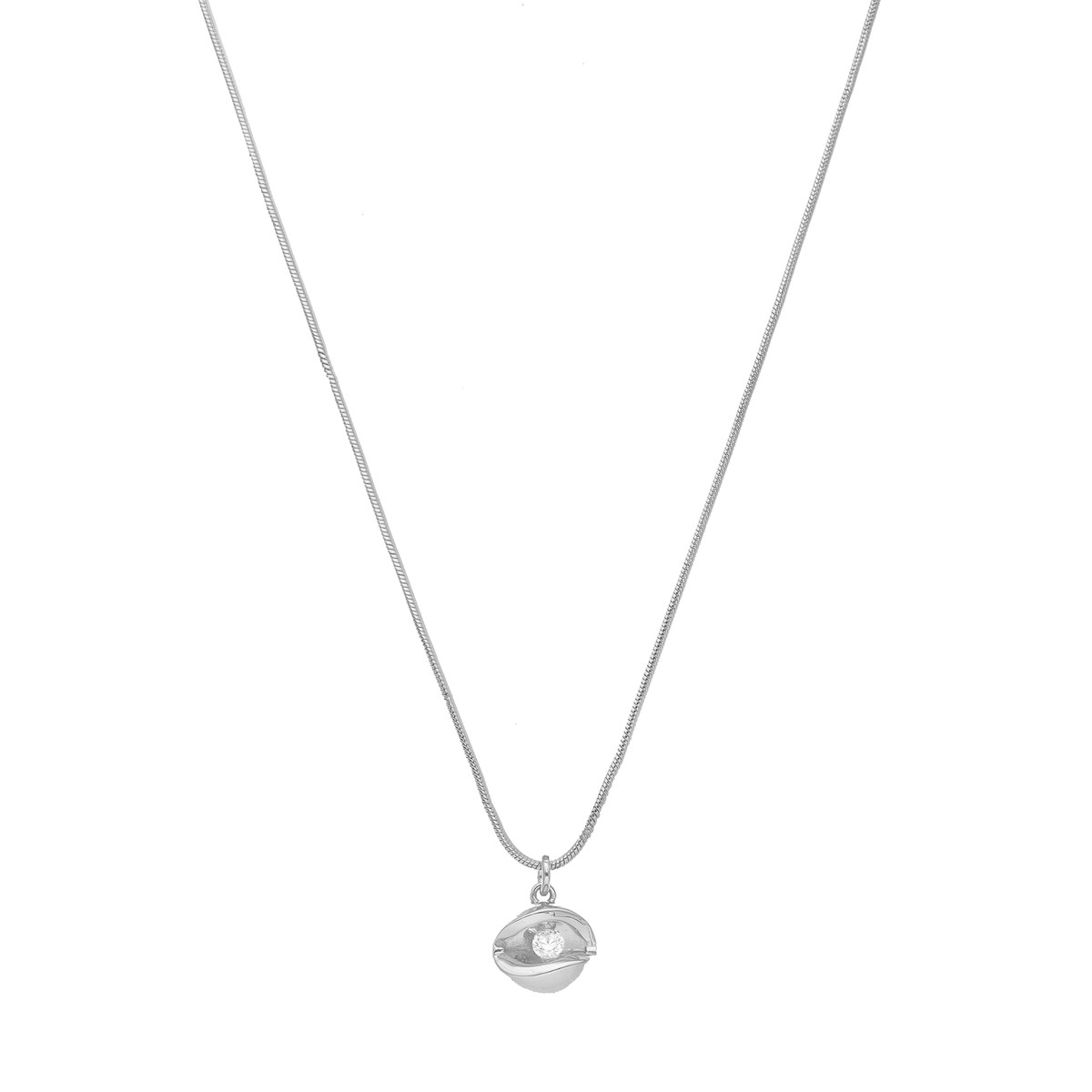 Collier Argent Pendentif Boule Avec Oxyde De Zirconium