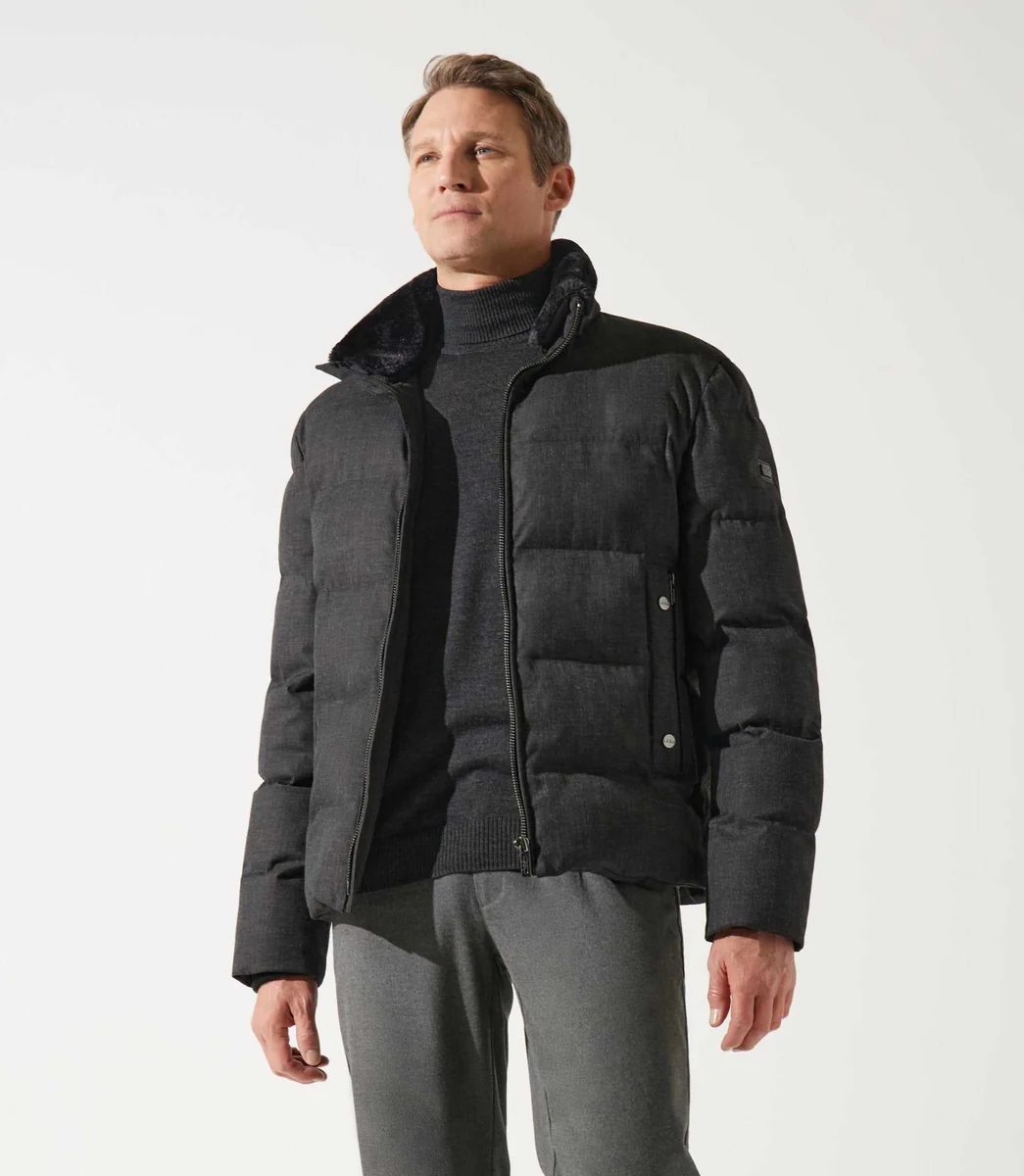 Doudoune col montant matelasse anthracite MAJORQUE