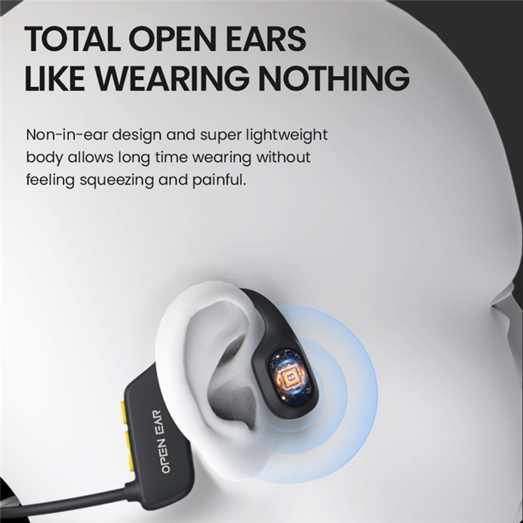 Open-Ear Knochenschall Bluetooth Kopfhörer für Wassersport mit 8GB Speicher MP3 Player / Nackenbügel / Wasserdicht (IP68) - Schwarz