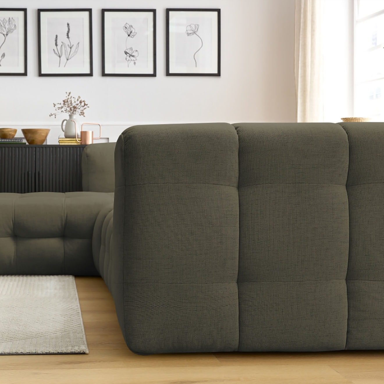 Bobochic Canapé d'angle gauche cloud vert - 288x184x75 cm