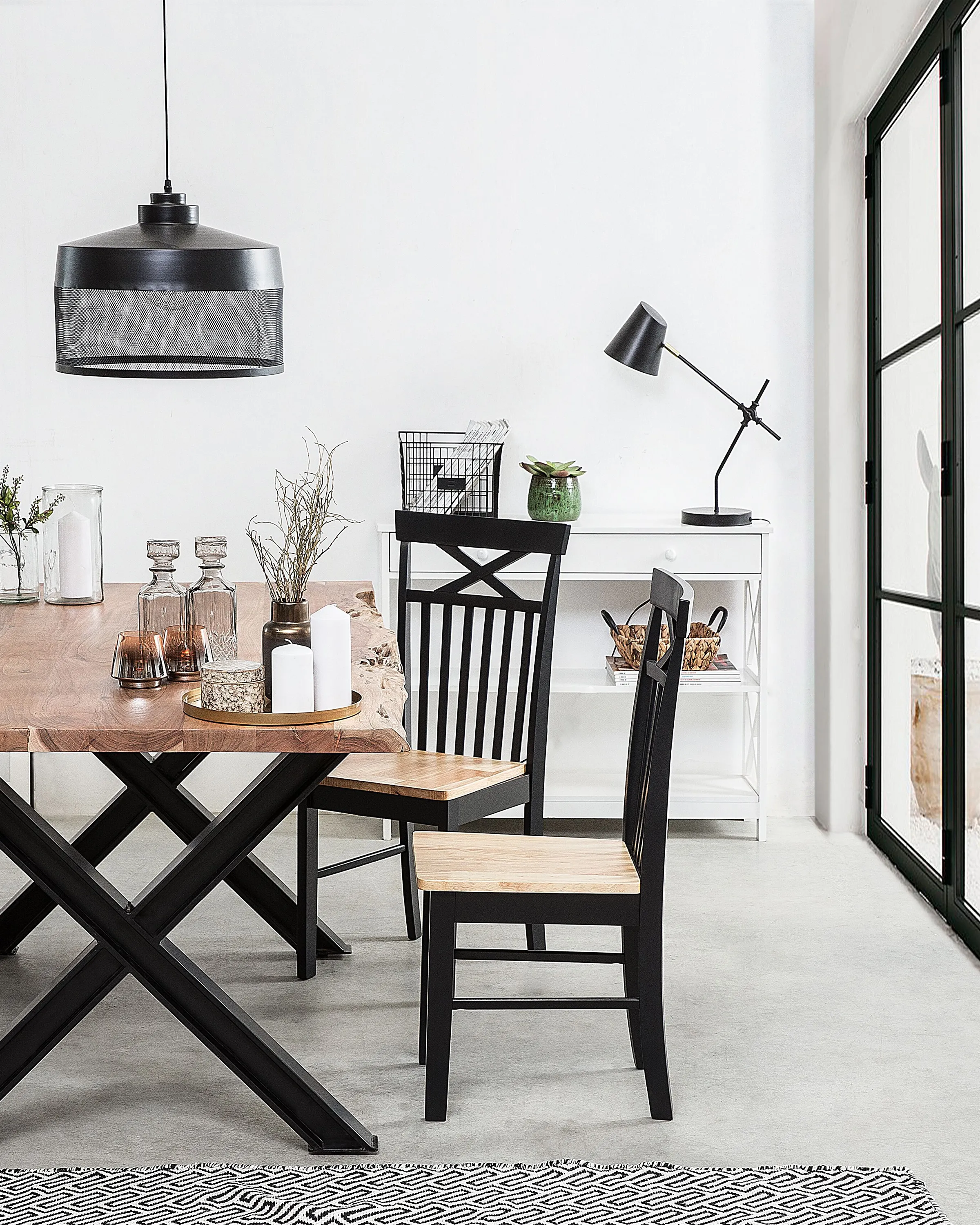 Set van 2 eetkamerstoelen HOUSTON Hout Zwart