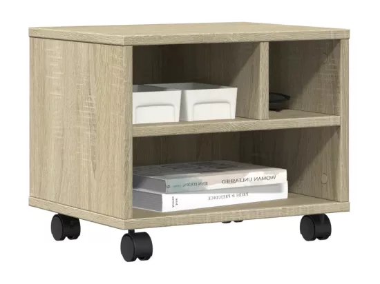 Support d'imprimante avec roulettes chêne sonoma 41x32x34,5 cm