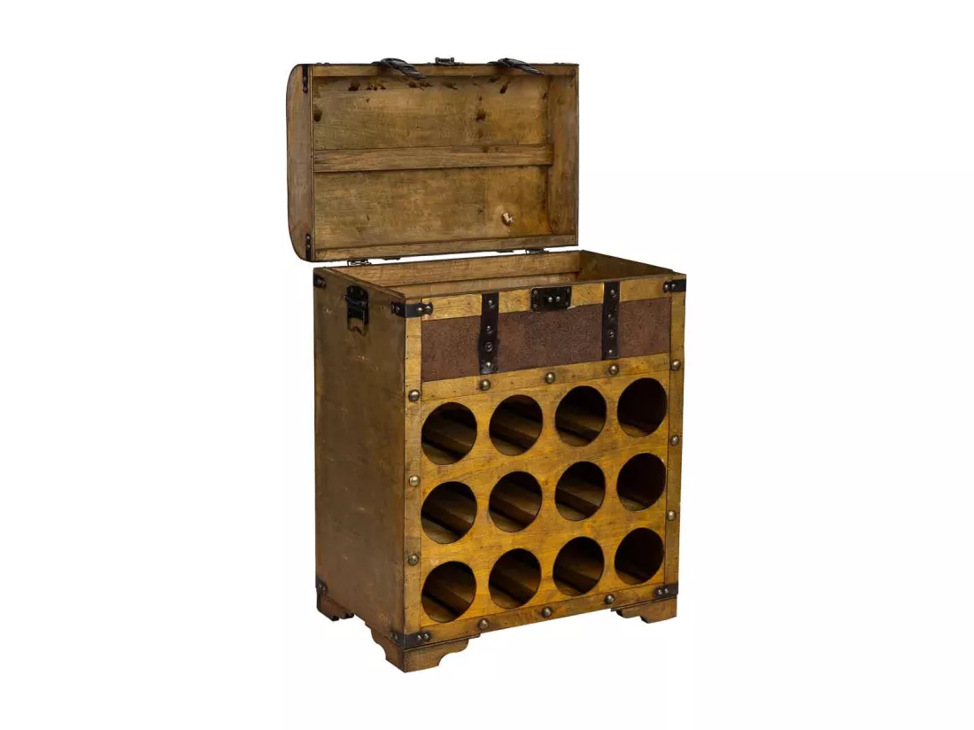 Coffre à bouteilles en bois marron 45x28x59h cm