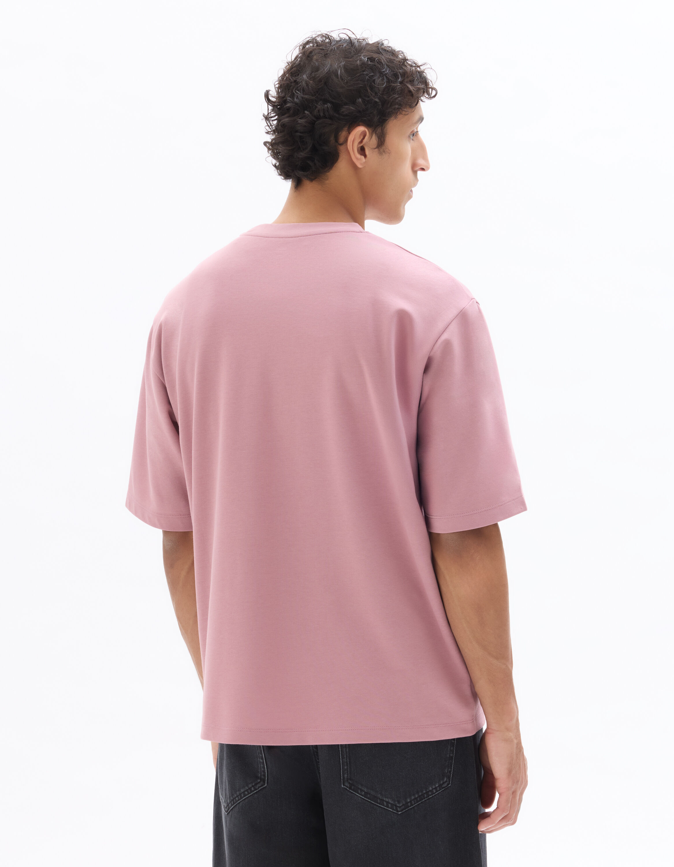 T-shirt oversize col rond - rose