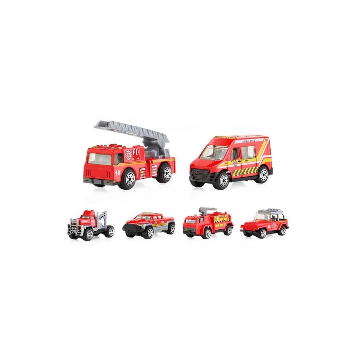 Set med 6st brandfordon bl.a. brandbil