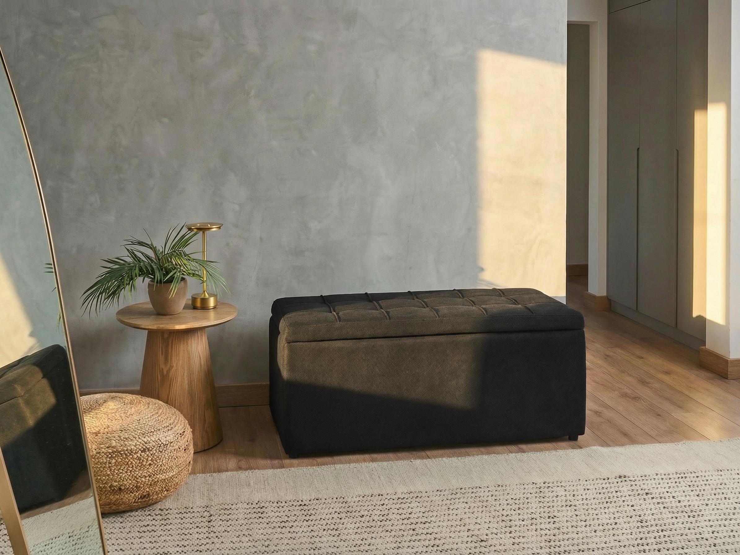 Opbergpoef OREM Stof 100 cm 40 cm Zwart