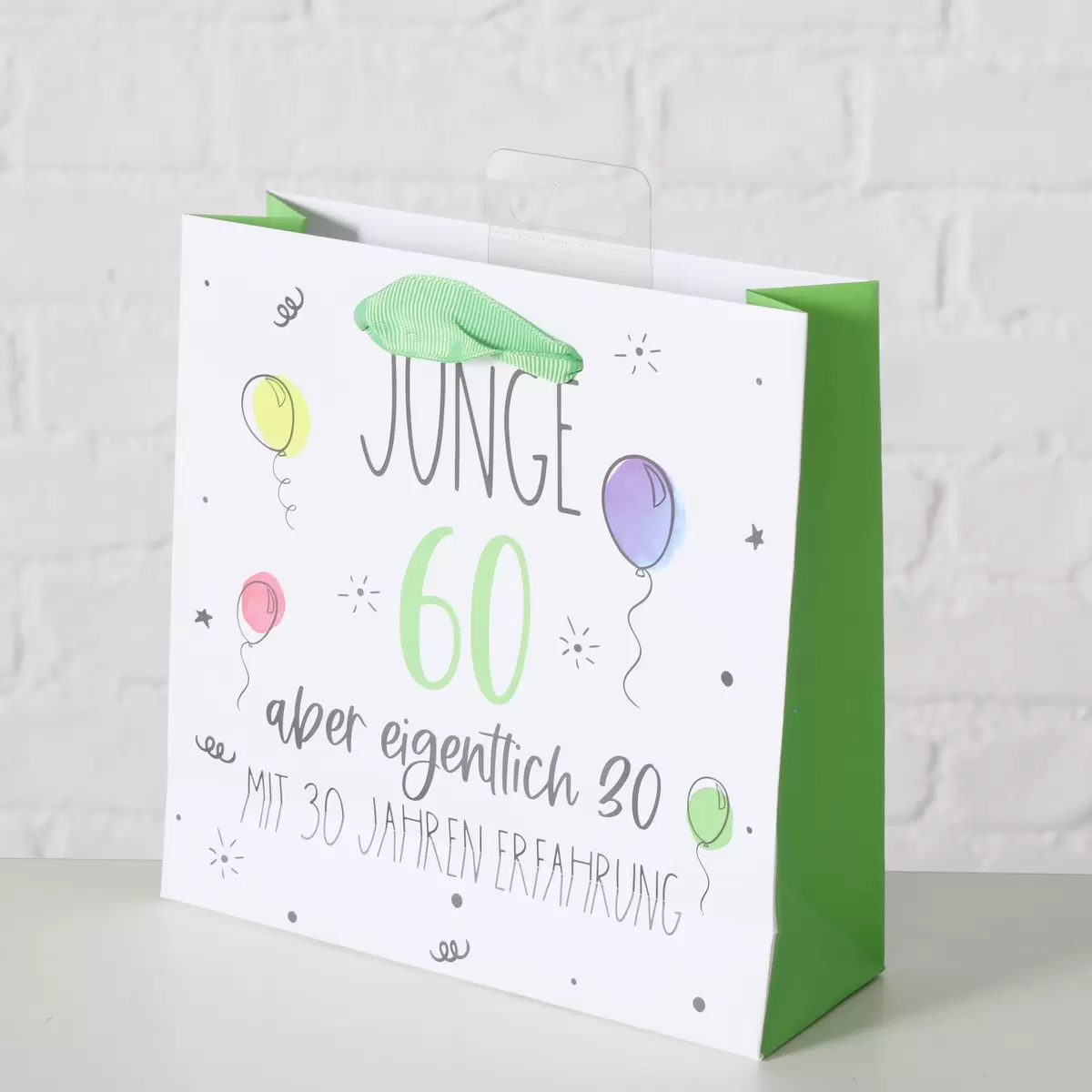 Geschenktüte '60' Geburtstag grün,weiss