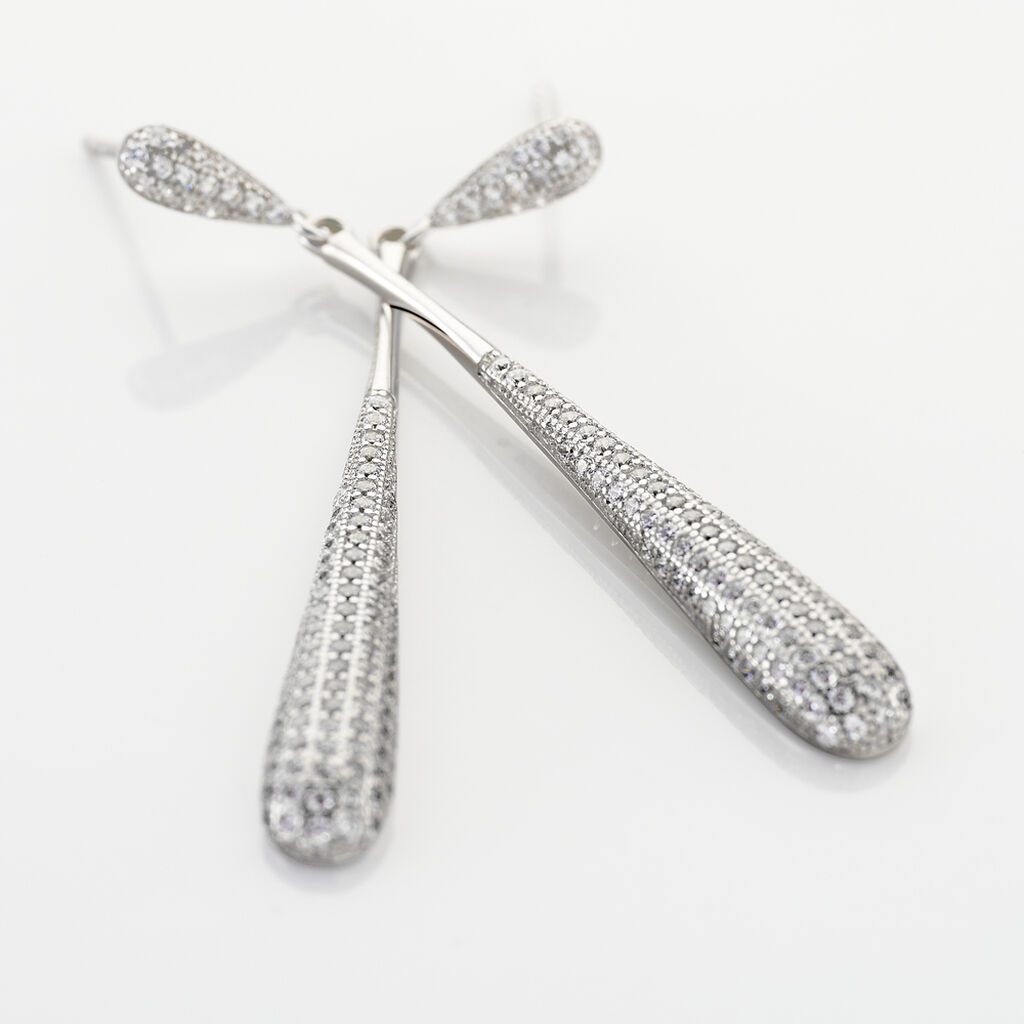 Boucles D'oreilles Pendantes Chandell Argent Blanc Oxyde De Zirconium