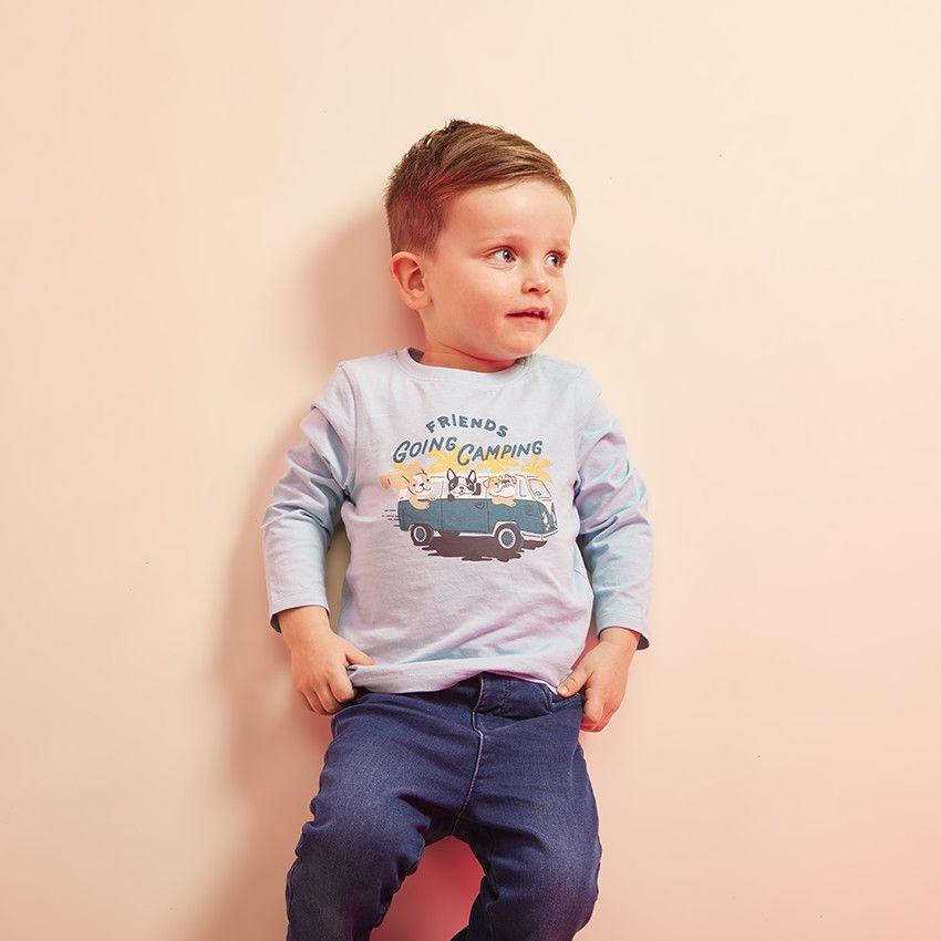 T-shirt manches longues print fantaisie pour bébé garçon - Bleu moyen
