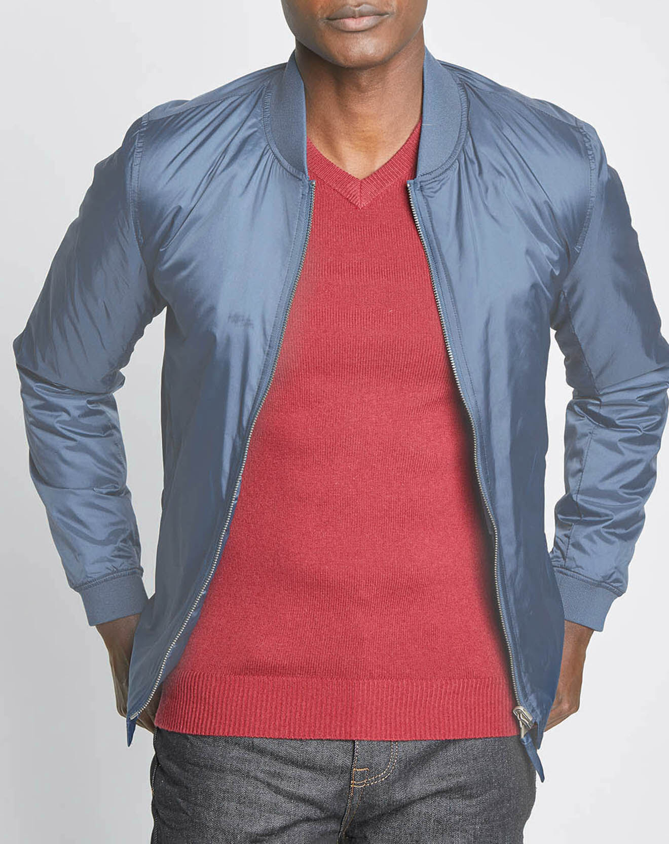Galeries Lafayette Blouson Déperlant Larmerml Warmer bleu/gris