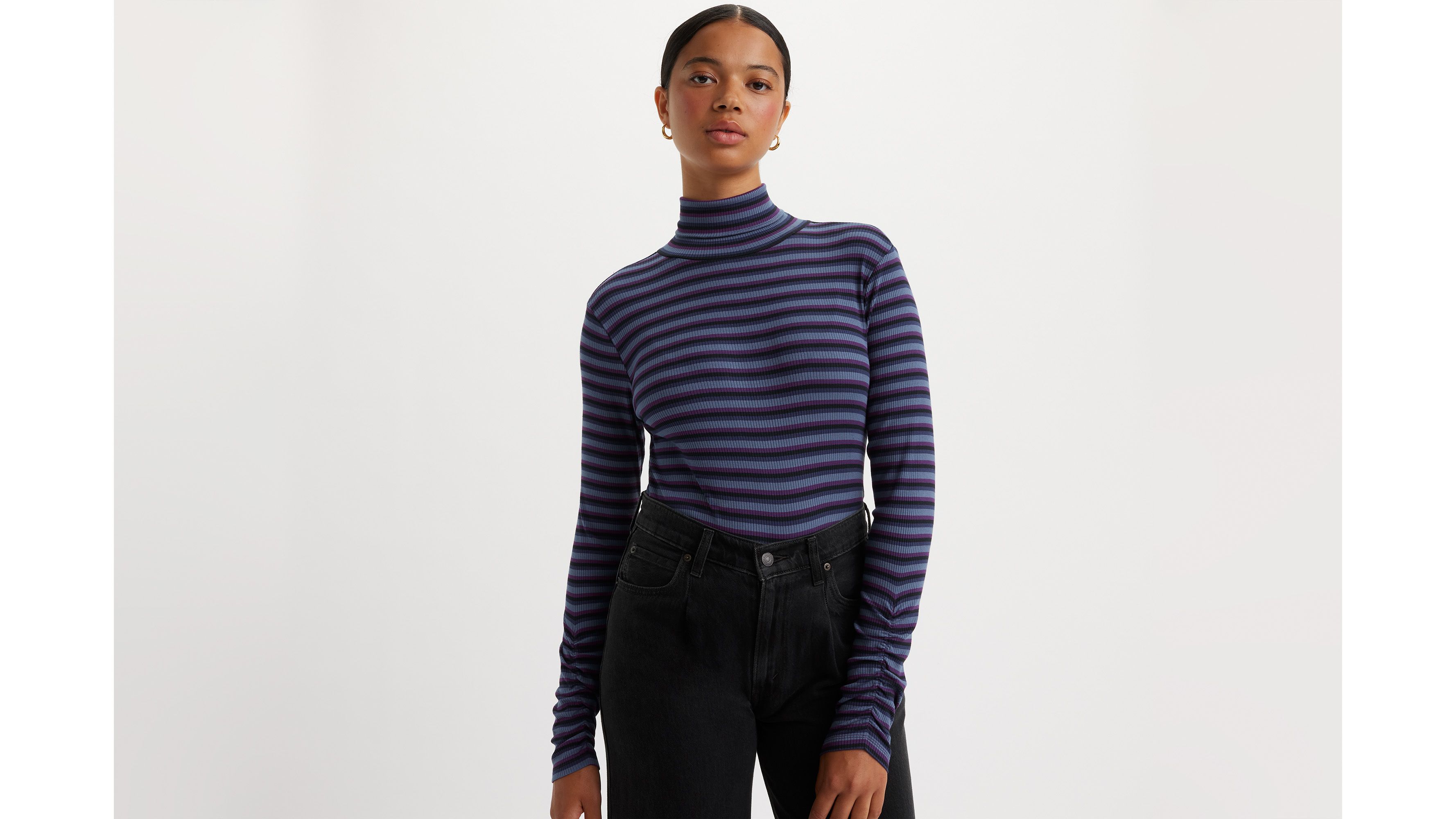Col roulé maille froncée - Easy Stripe Blackbey Cordial - Bleu