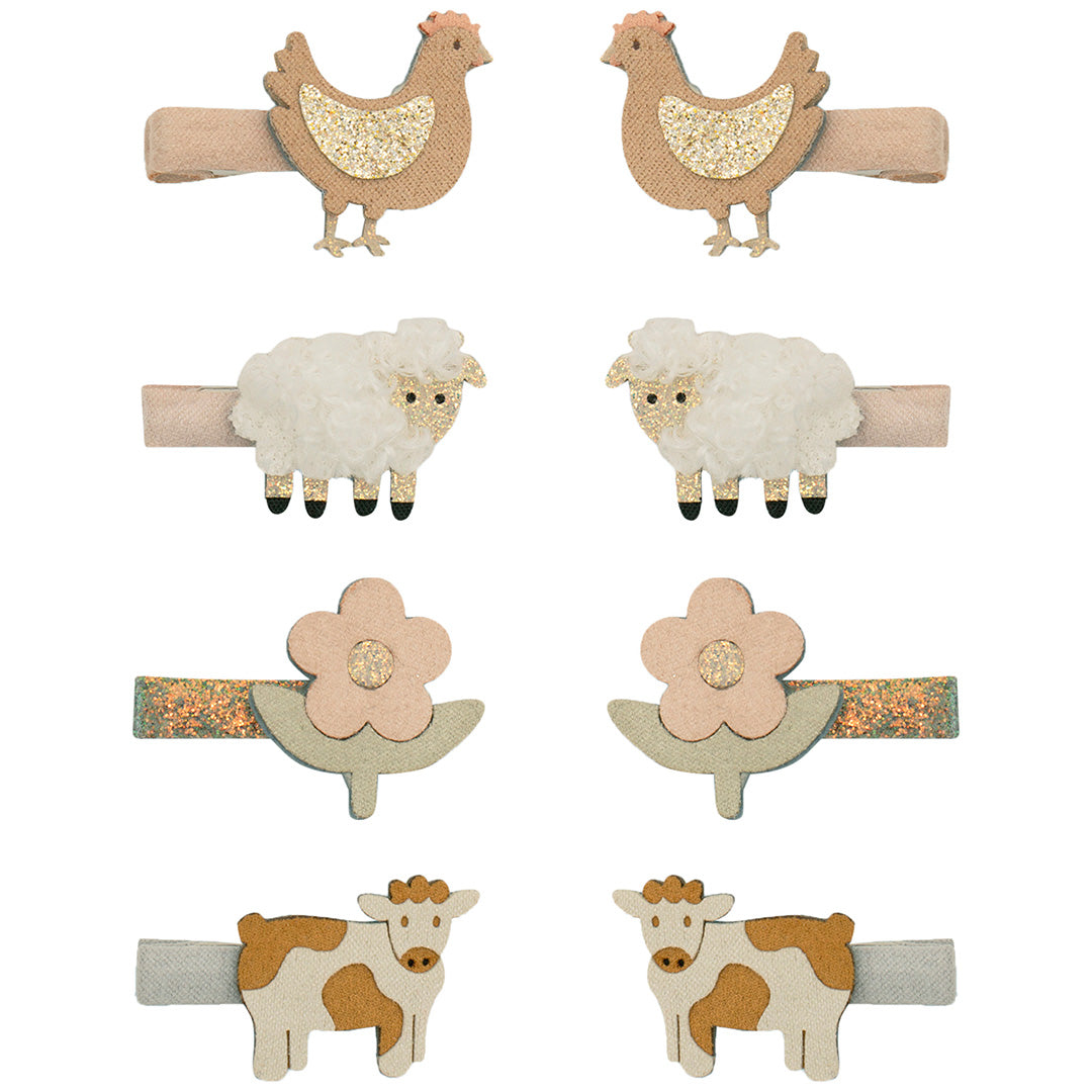 mimi & lula haarclipjes farm animal - neutral - 8st