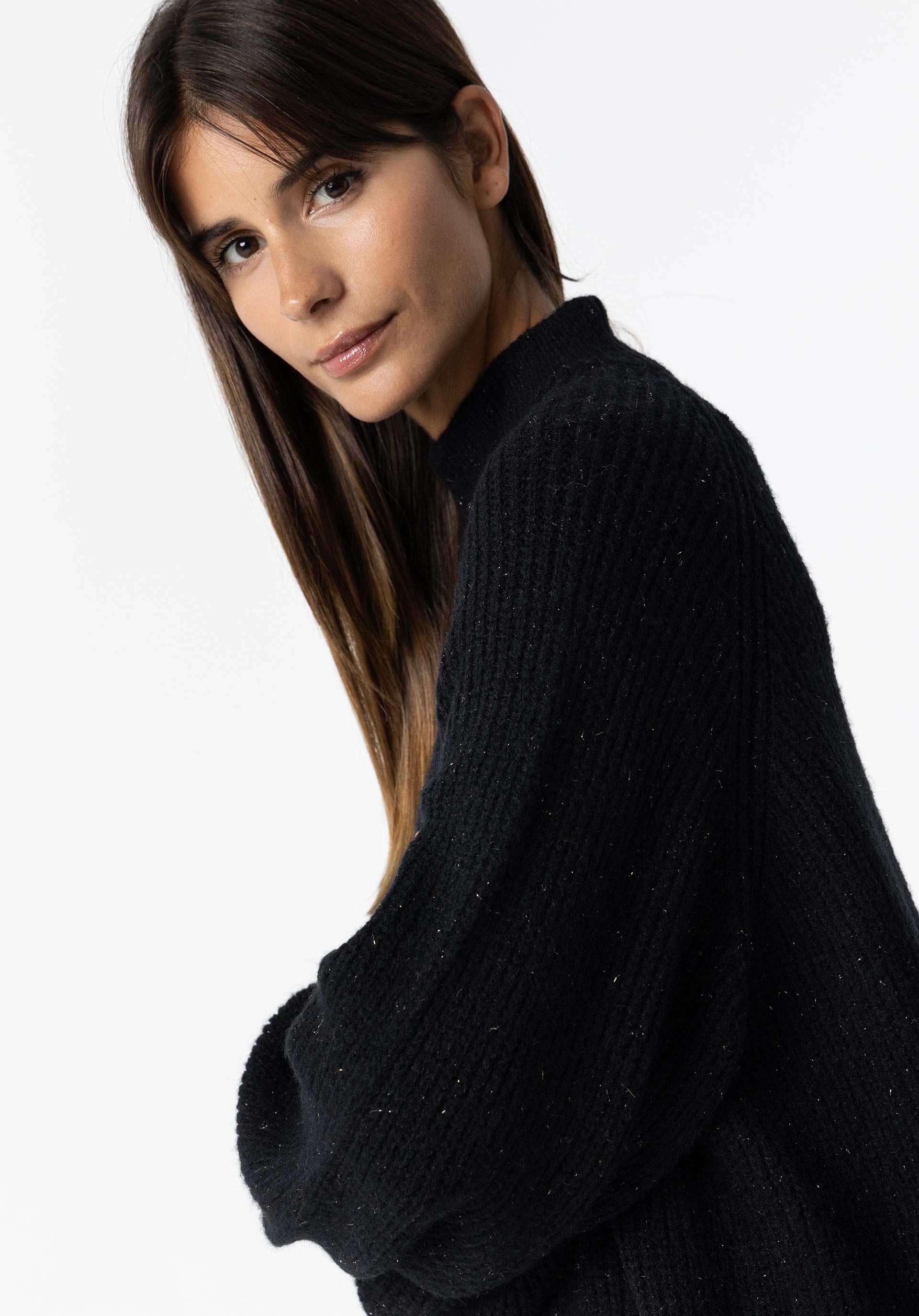 Camisola Comprida de Malha C/ Fio Metalizado