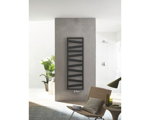 Zehnder Ribbon designradiator, 166 x 60 cm, zwart, met middenaansluiting
