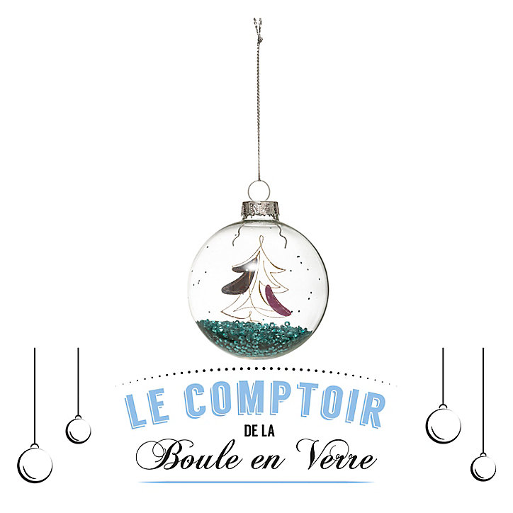 Boule de noël en verre 70 mm paillettes sequins