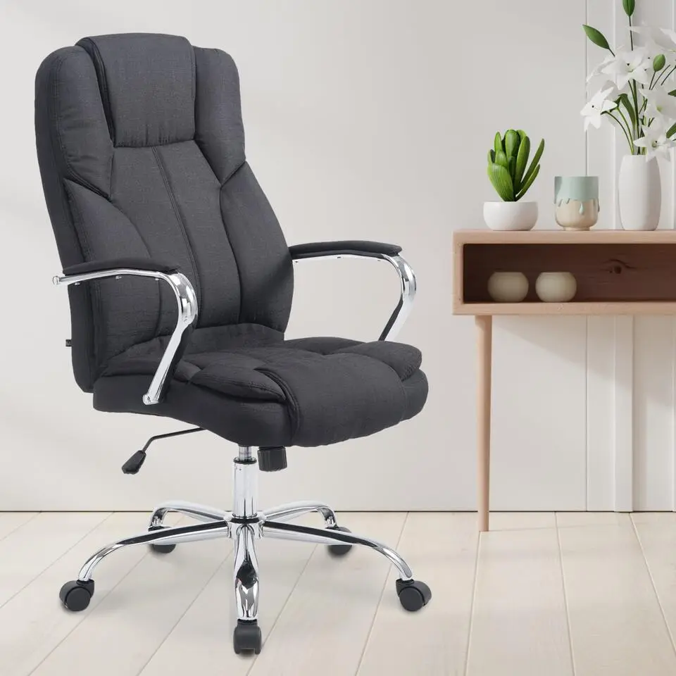 CLP Bureaustoel XXL Xanthos chroom Frame - Stof - zwart