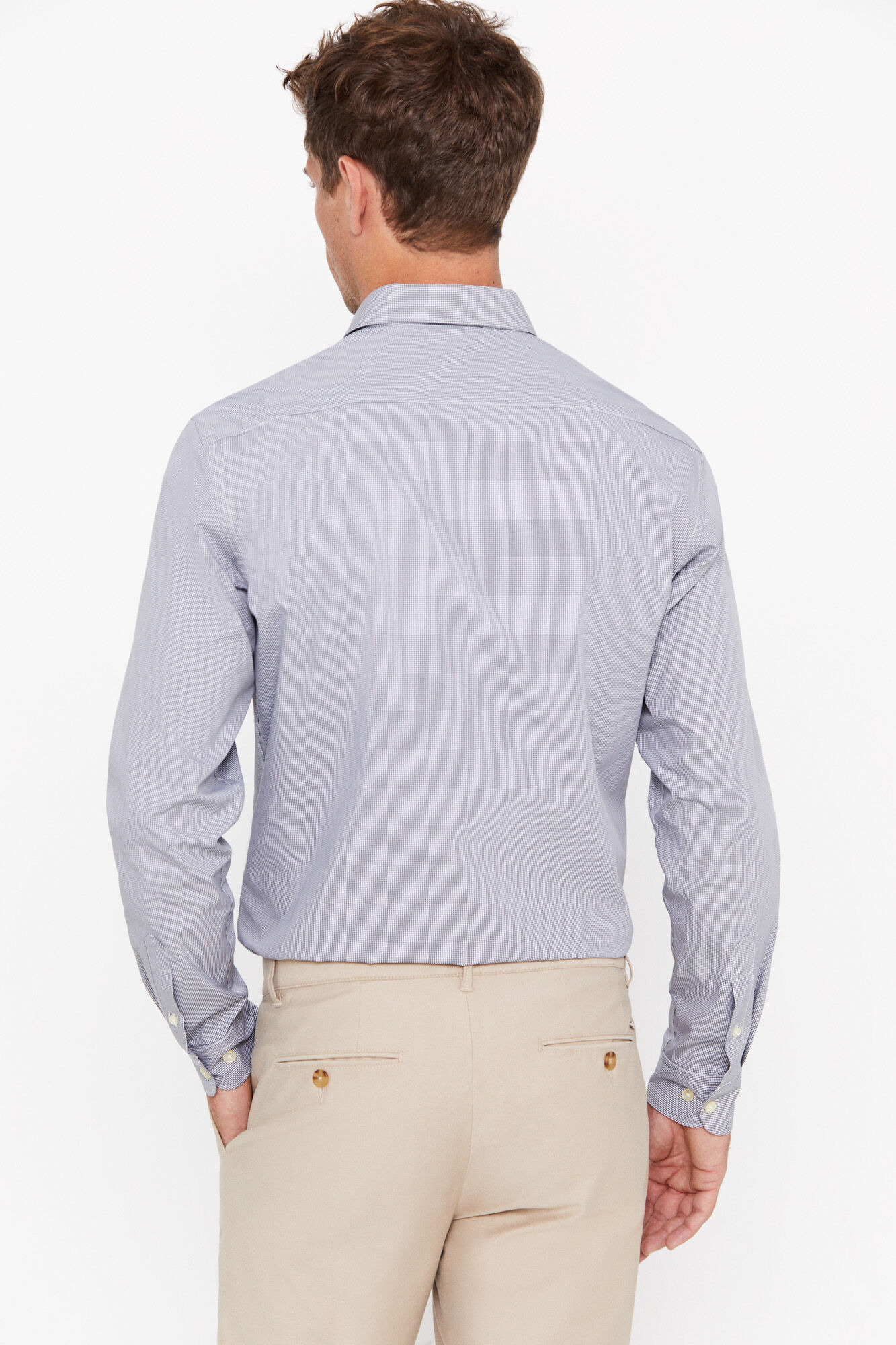 Camisa Coolmax™ slim fit em microvichy