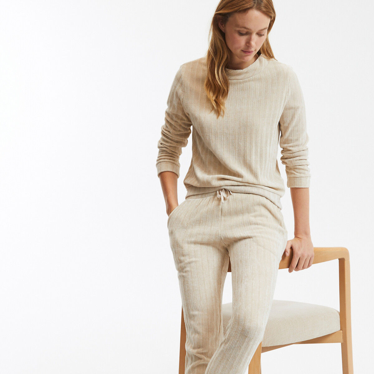 SO'HOME<br>Pijama de veludo canelado liso