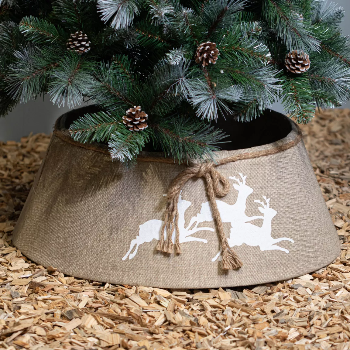 Cache pied de sapin Jute (D56 cm) Rennes de Noël