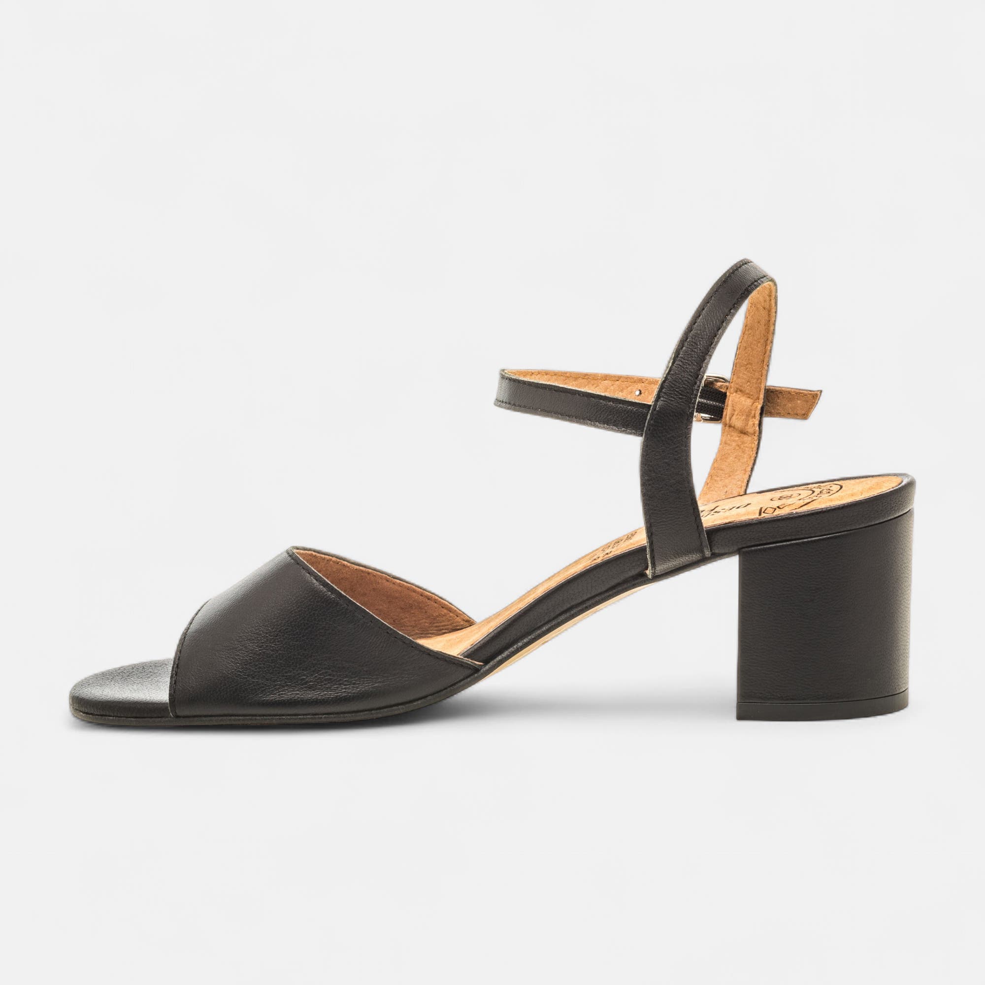Nu-pieds à talon Femme en cuir noir