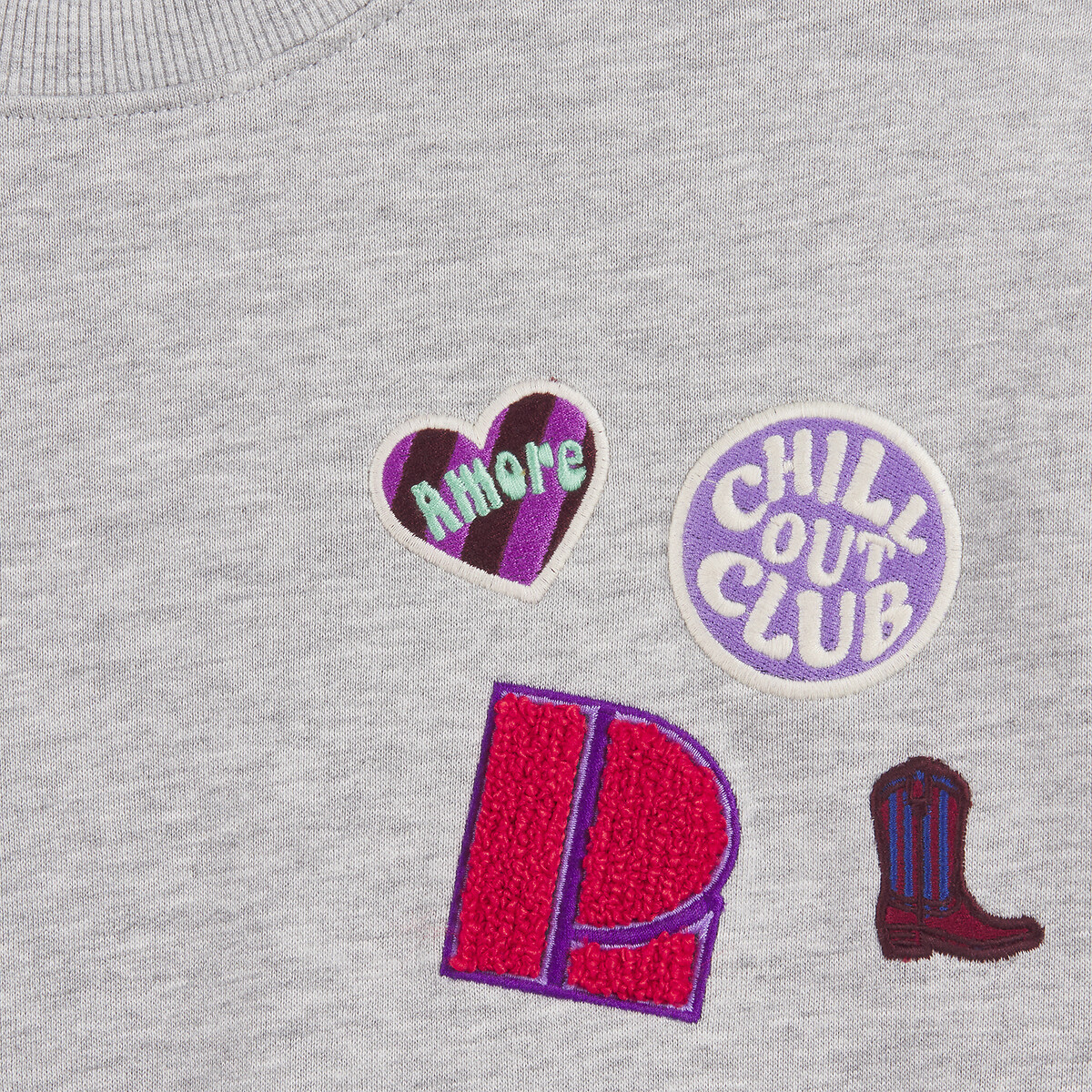 COLEÇÕES LA REDOUTE<br>Moletom de gola redonda com emblemas bordados