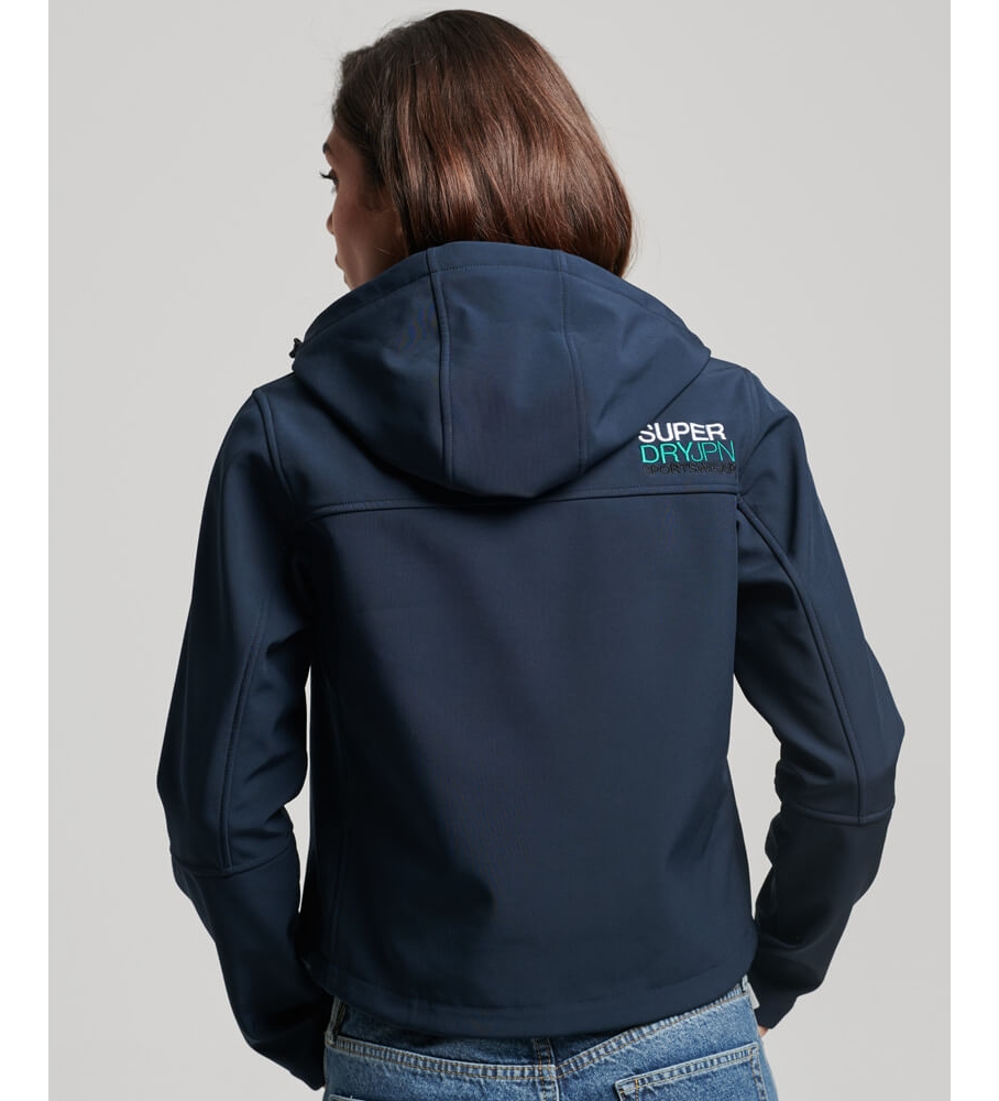 Jaqueta Softshell Superdry Code Trekker Azul Marinho com Capuz