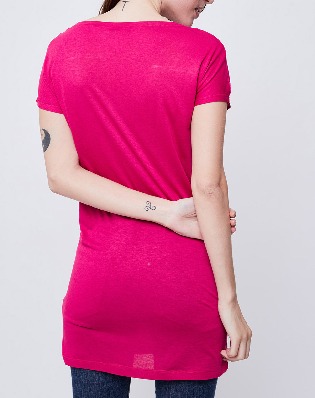 John Galliano T-Shirt Long imprimé rose foncé