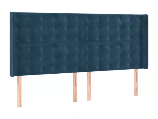 Sommier tapissier matelas et LED Bleu foncé 180x200 cm Velours