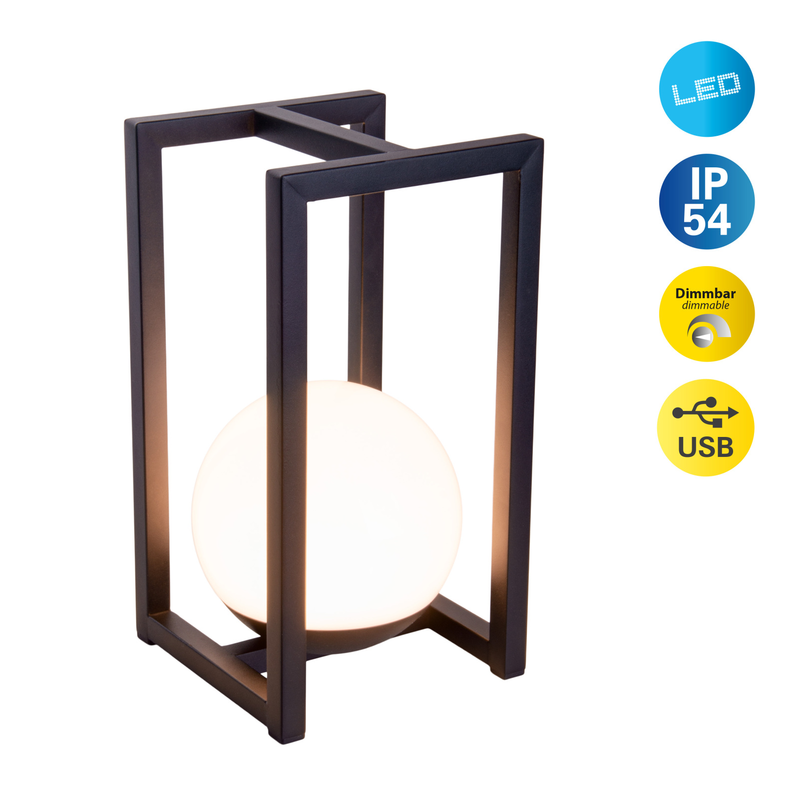 LED Dekoleuchte KALI - schwarz-weiß - Micro-USB-Anschluss