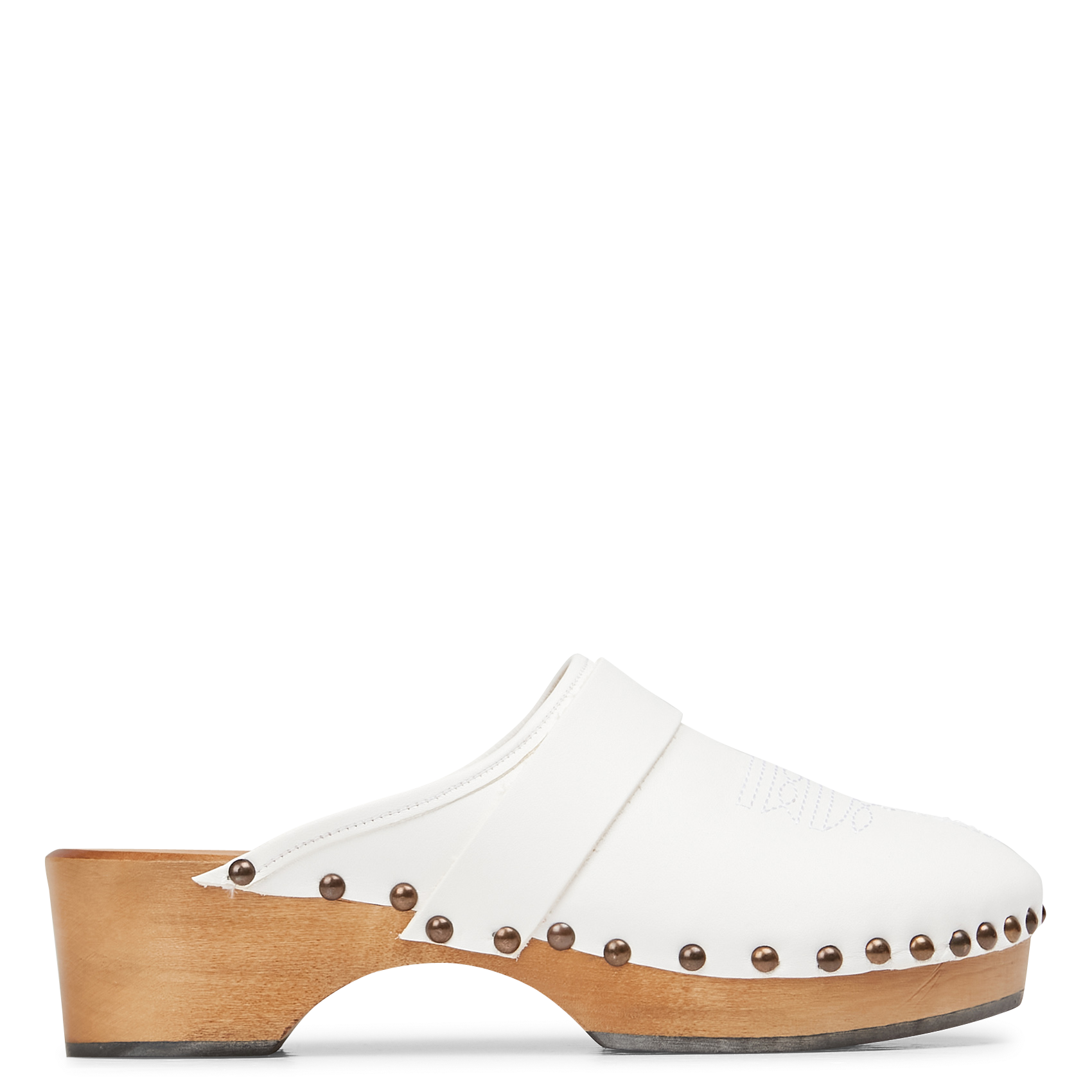 INES - Sabots en cuir de vachette | Blanc