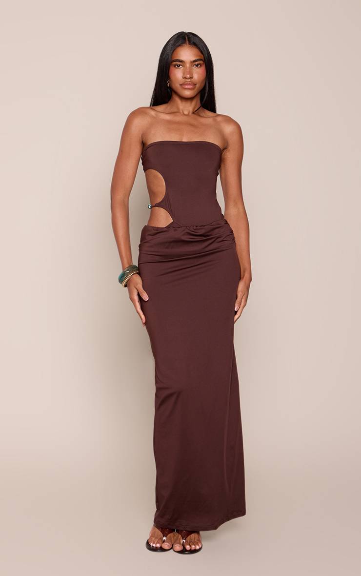 Chocolat Jupe Longue Asymétrique Toucher Doux Co-ord