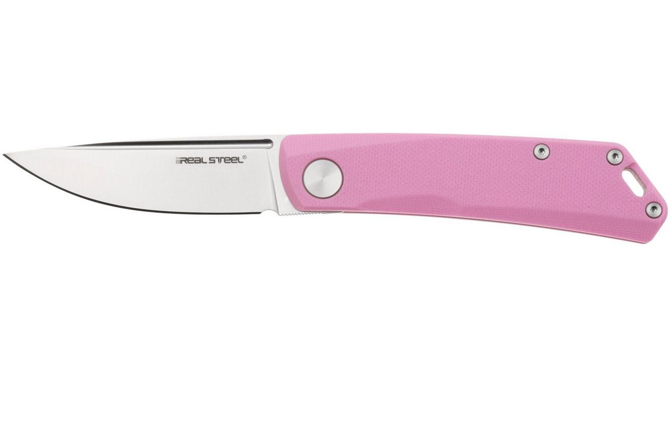Real Steel Luna Lite 7040 Satin D2, Pink G10, zakmes