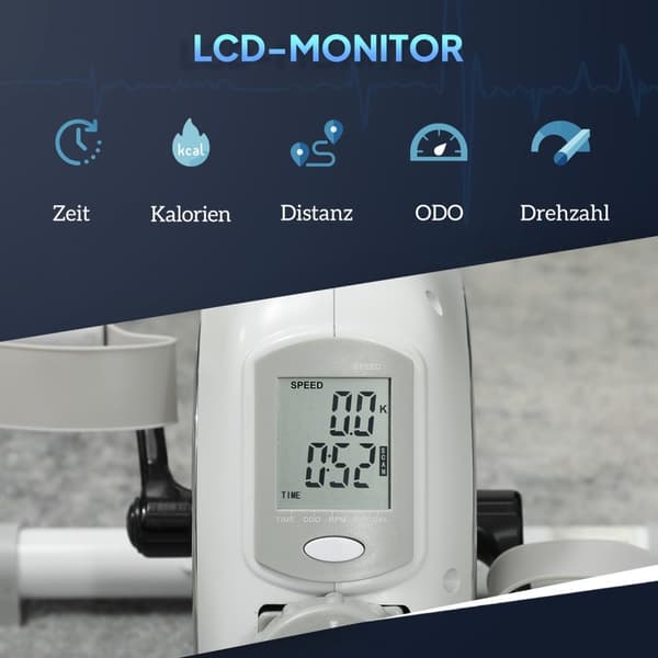 Pedaltrener minitreningssykkel for seniorer med 8 justerbare magnetiske motstander og LCD-skjermer treningssykkel for arm- og bentrener for hjemmetren