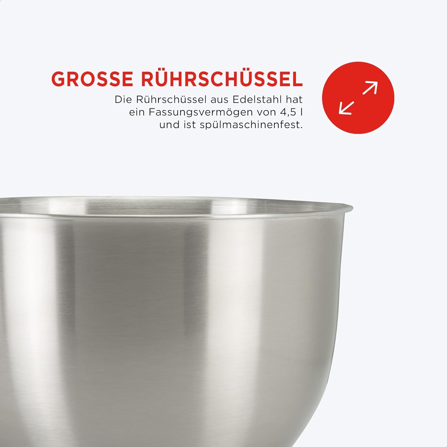 Küchenmaschine - Classic Kitchen Chef - Küchenmixer - Küchenroboter mit 4,5 Liter Fassungsvermögen, 1300-Watt-Motor (Rot)