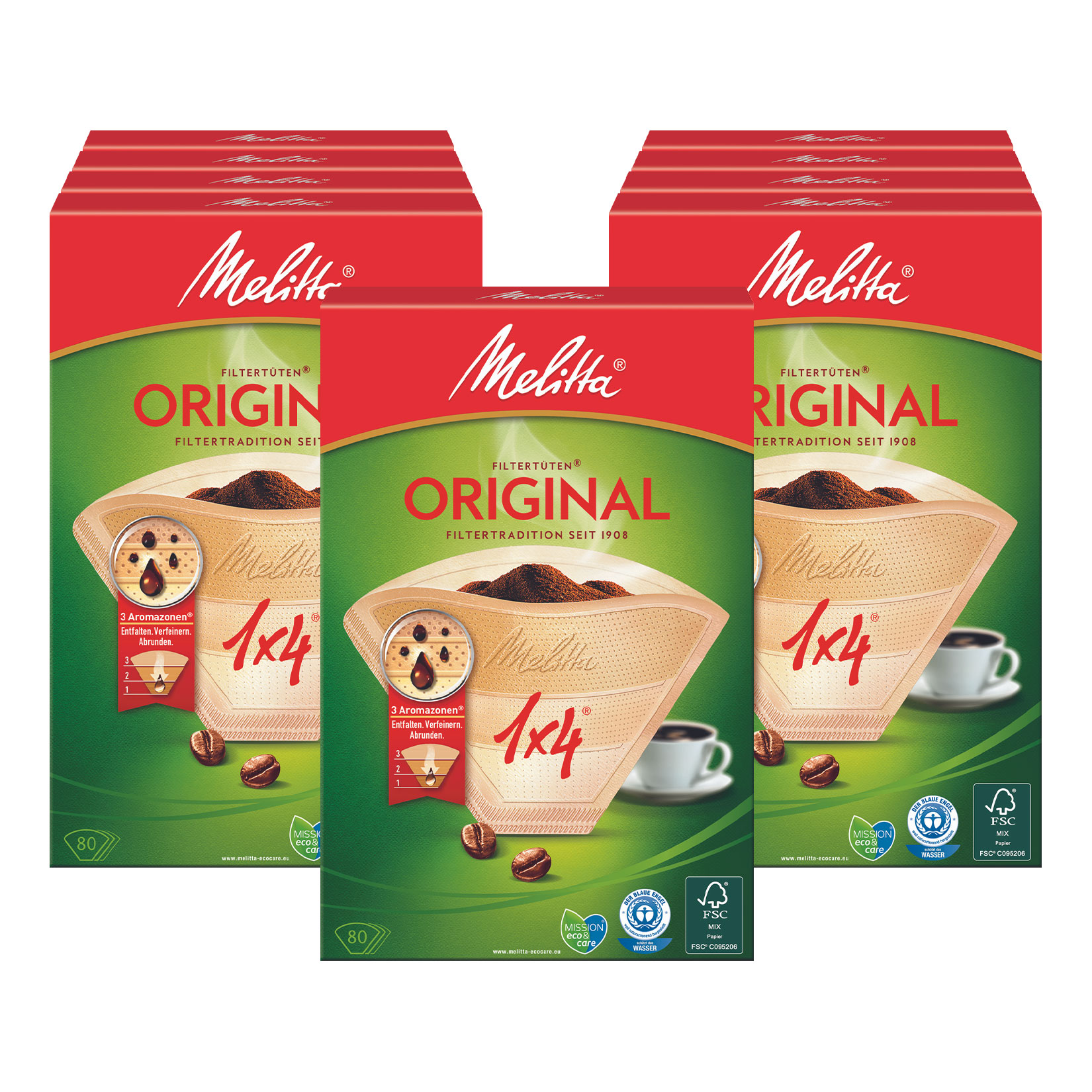 Melitta Filtertüten 1 x 4 80 Stück, 9er Pack