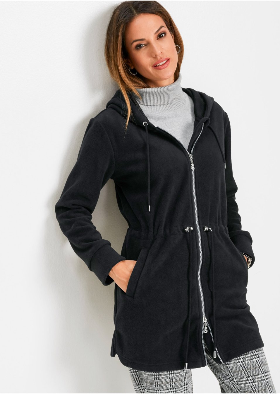 Veste longue confortable en polaire