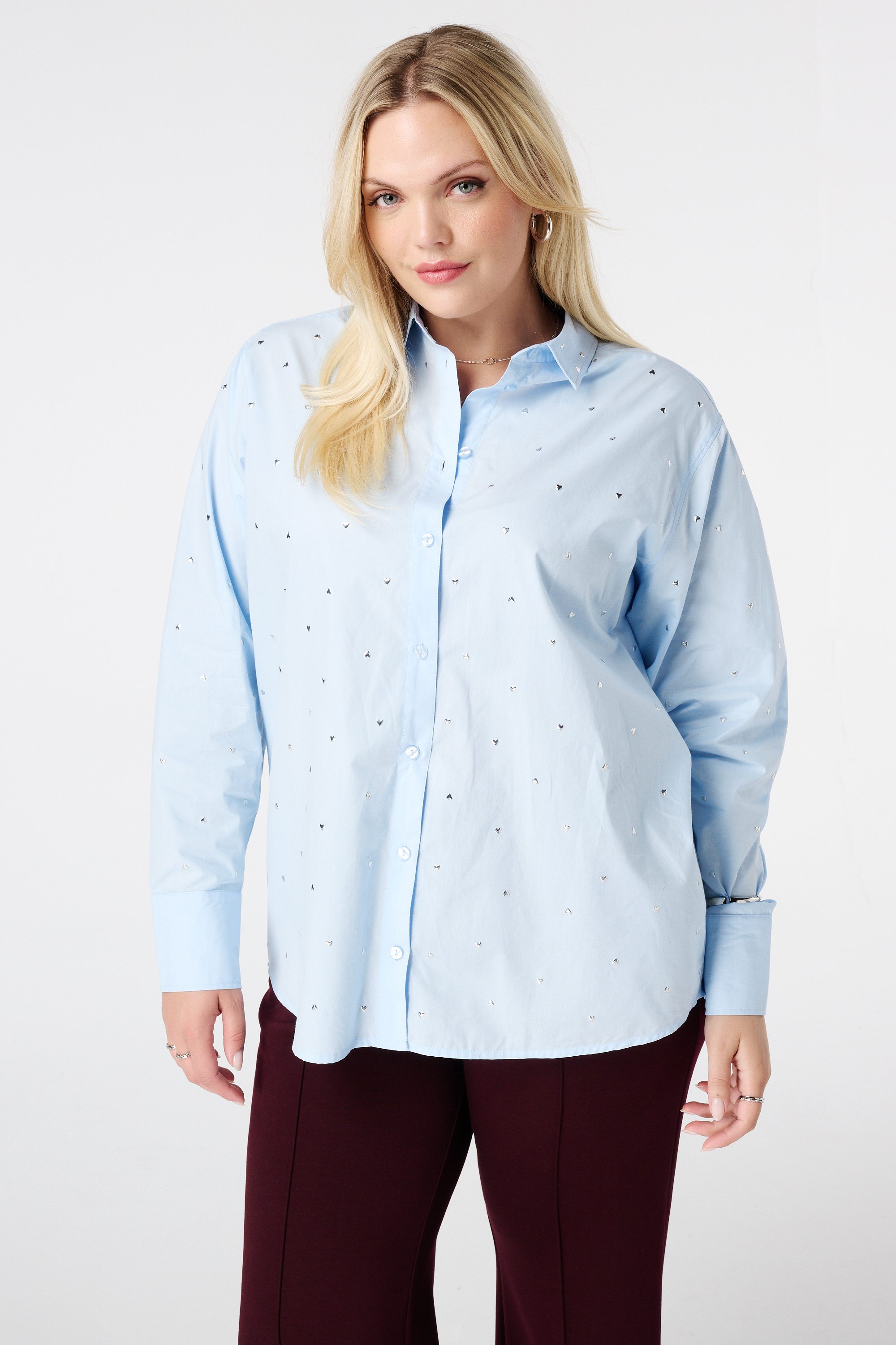 Blouse met studs blauw